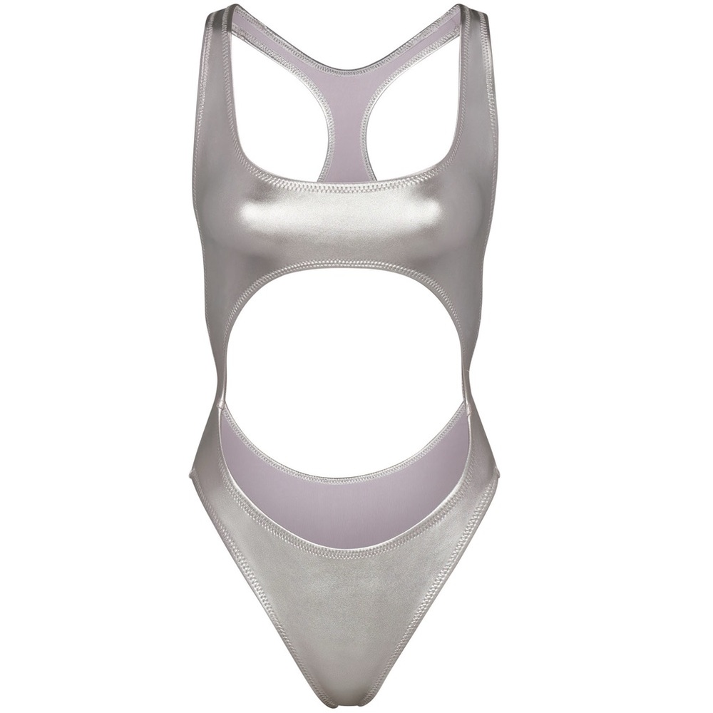 NWT Skims Metallic Nickel Silver One Piece Monokini Size 3X